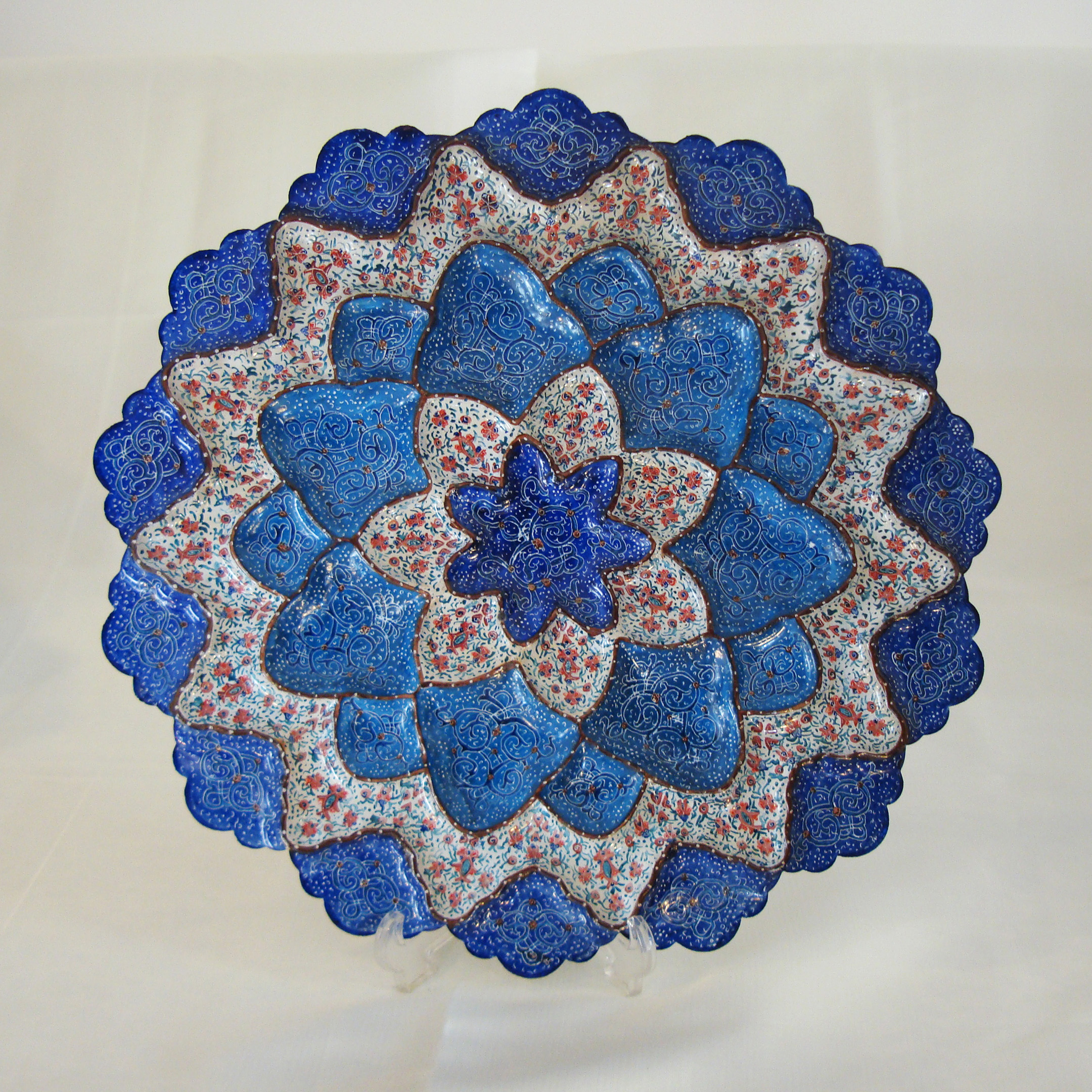 Persian Handmade Enameled Wall Hanging Plate (Eslimi design) 30 cm